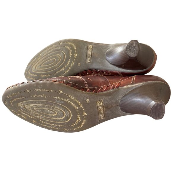 Pinkolinos Brown Cut Out Shoes Spanish Design Kitten Heel Size 39 / 8.5-9 - Picture 9 of 10